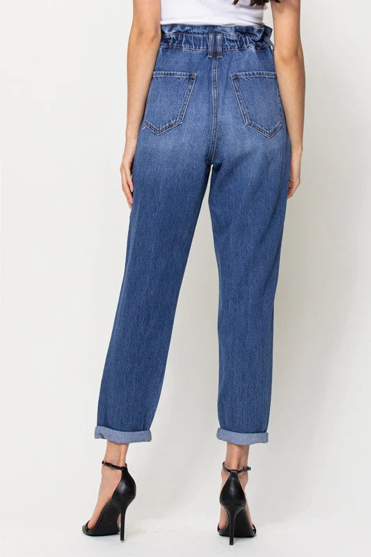 Paper Bag Waist Mom Jean Straight