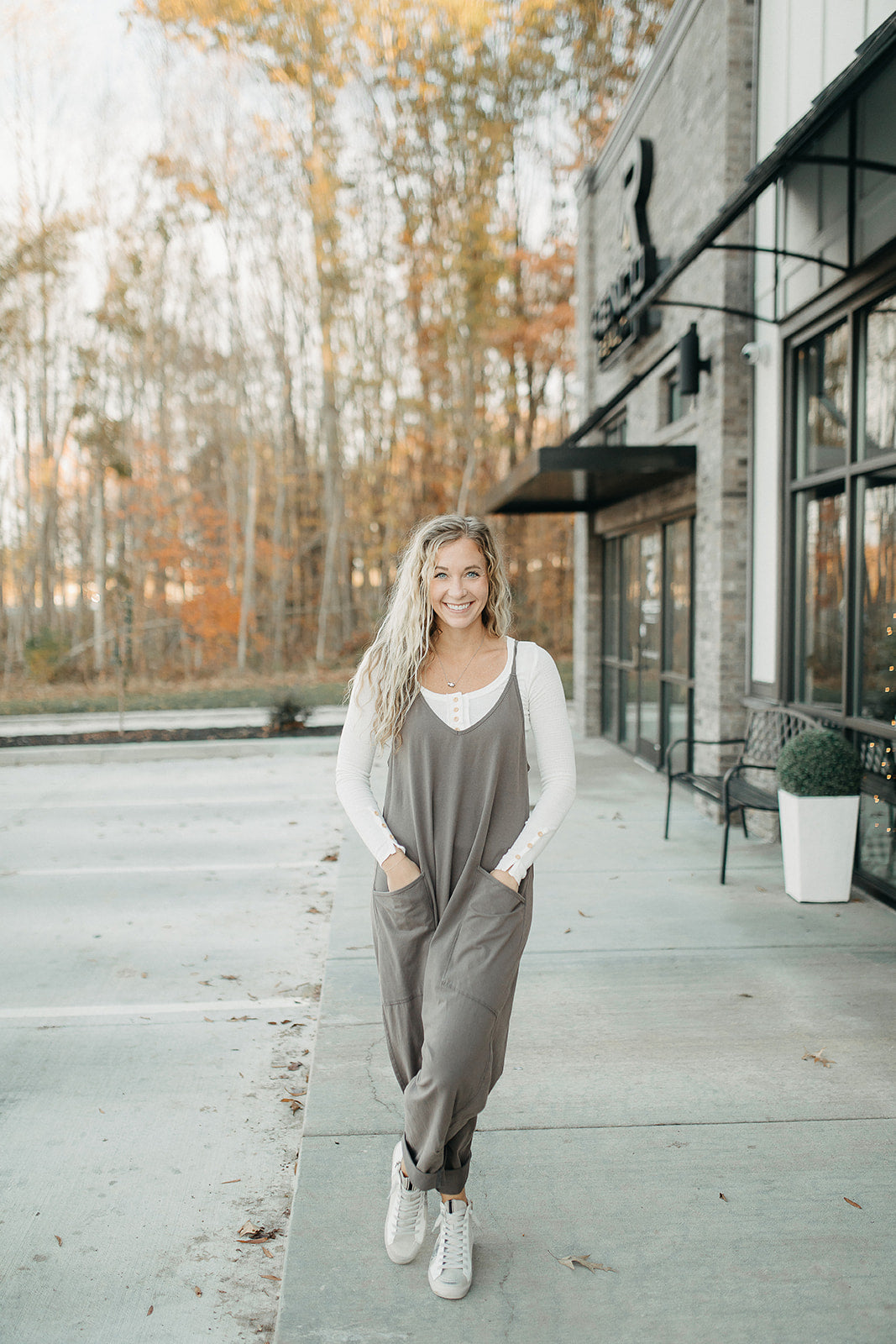 anna jumpsuit brownish grey