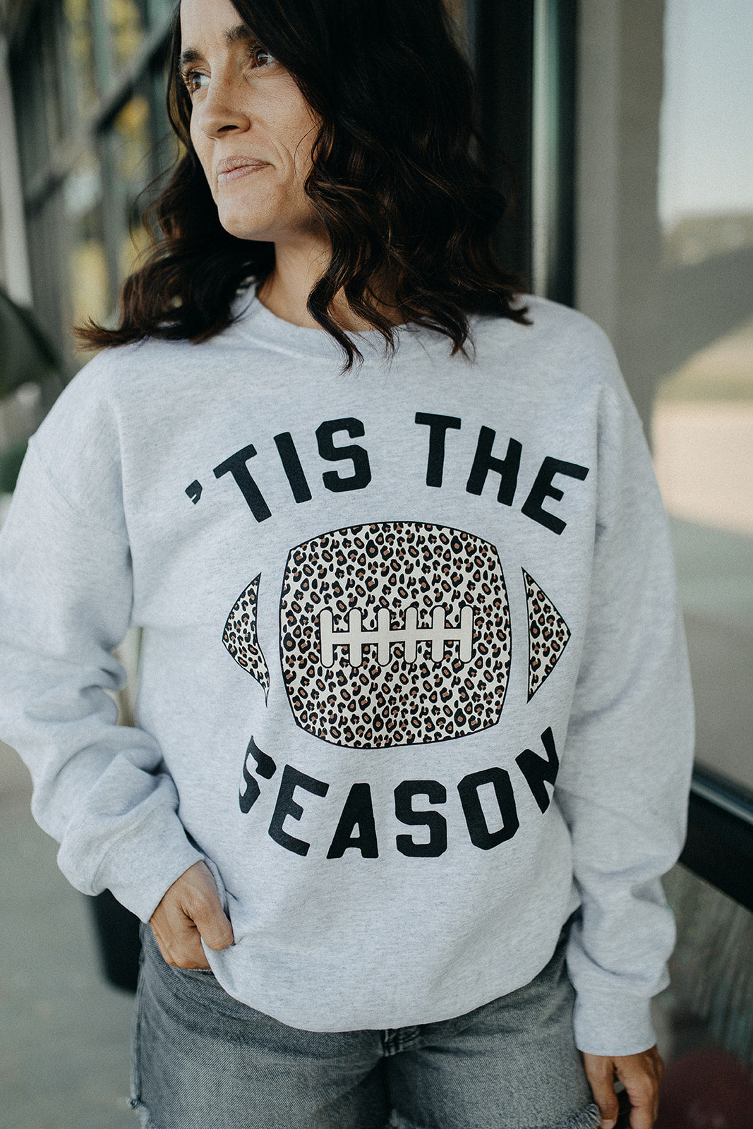 tis the season leopard football sweatshirt