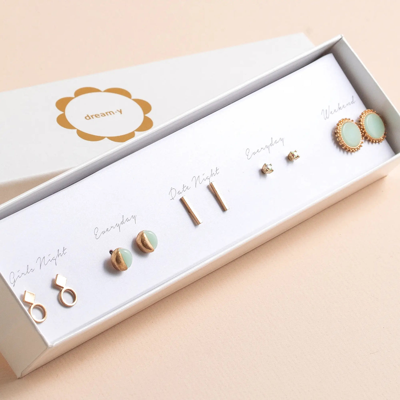 Sun Stone Box Earring Set