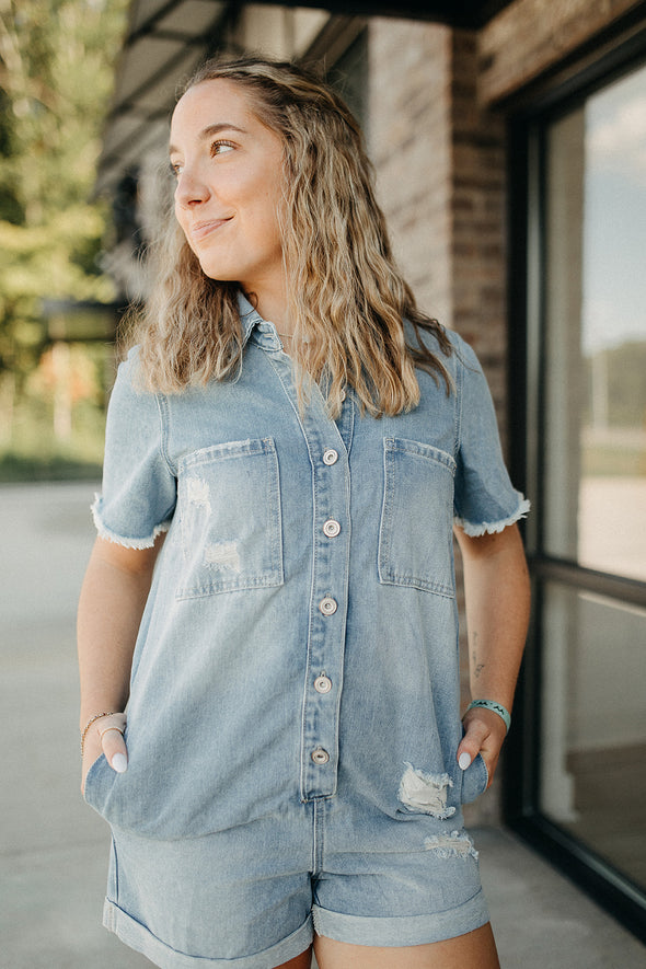 sariah denim romper