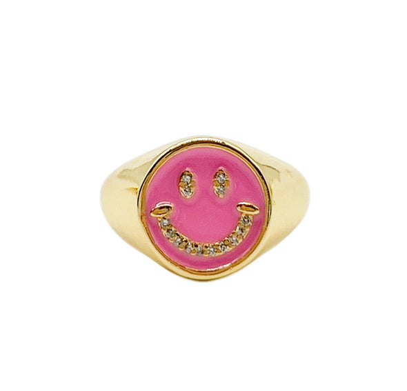 Pink Summer Smiley Ring
