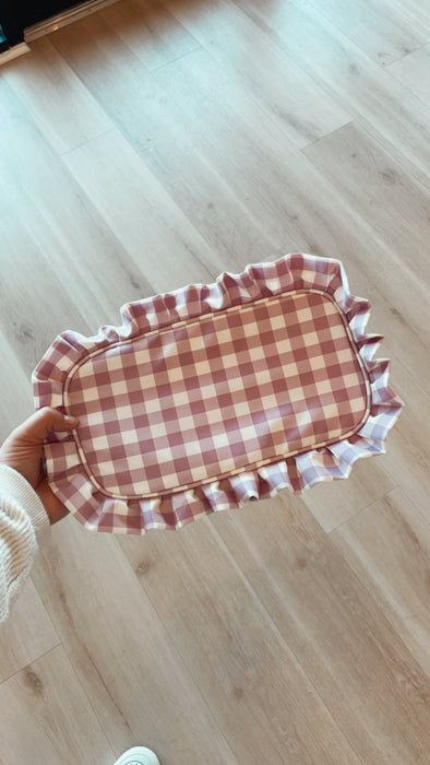 Large Gingham ruffle pouch
