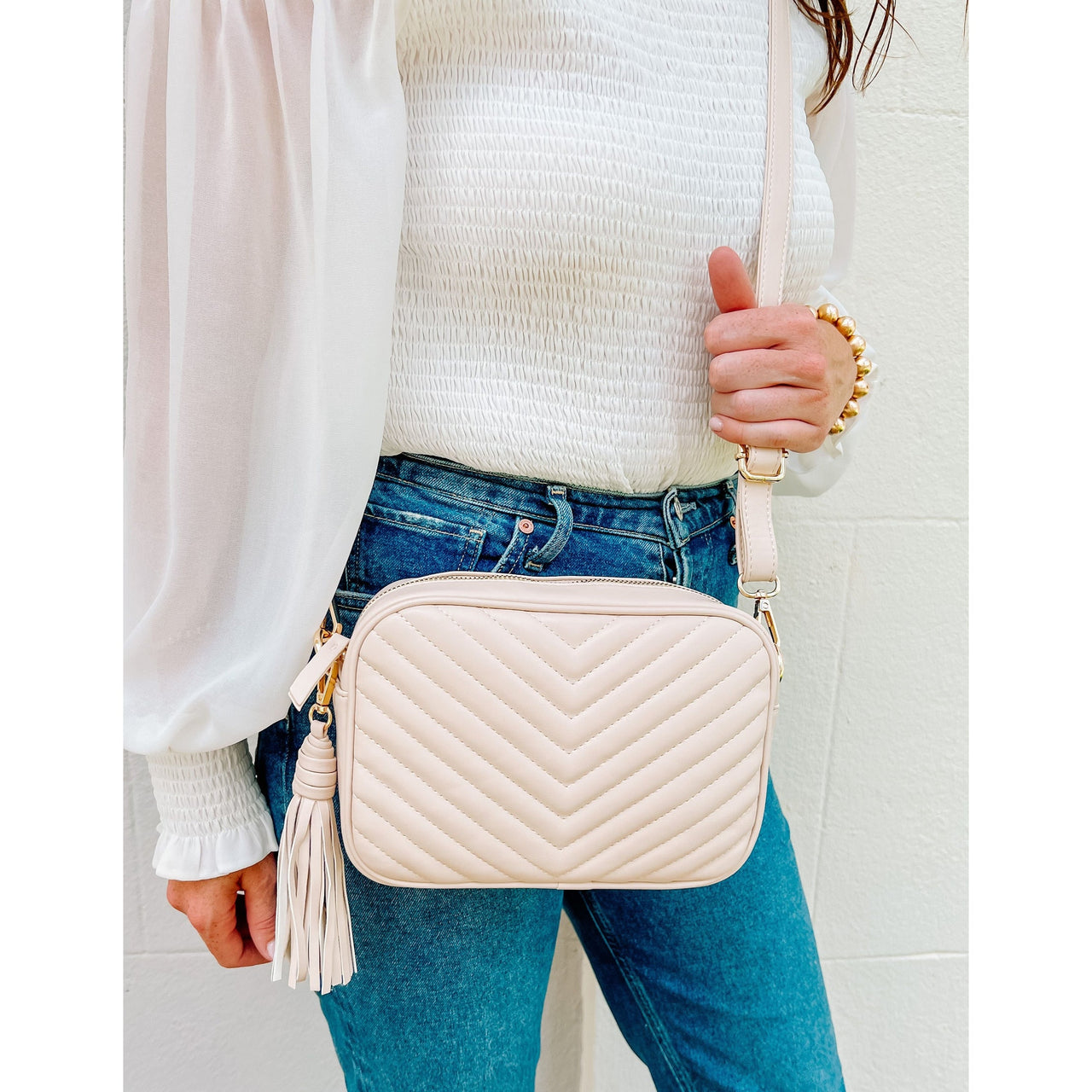 Margot Quilted Camera Bag CREAM