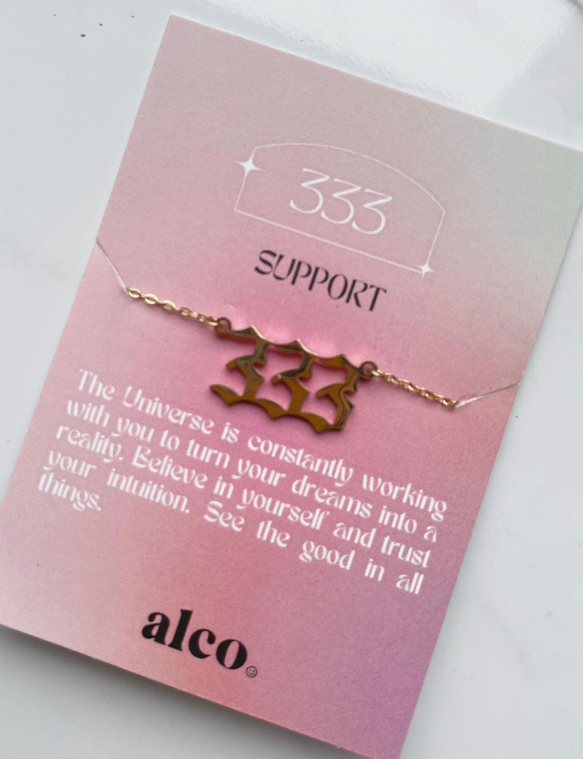 333 angel number necklace gold