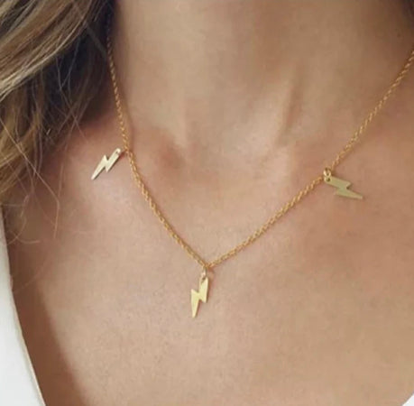 lightening bolt necklace gold alco