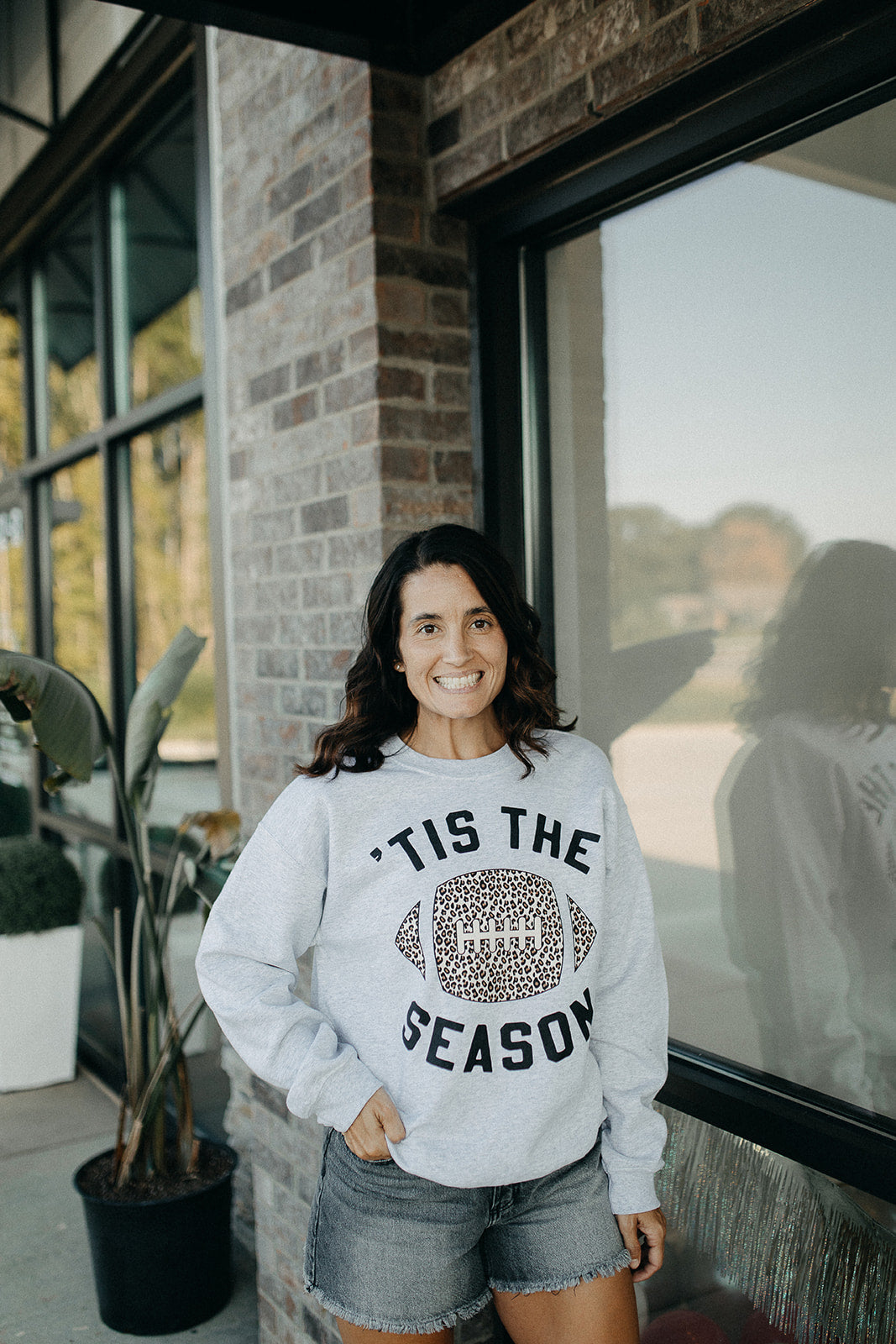 tis the season leopard football sweatshirt