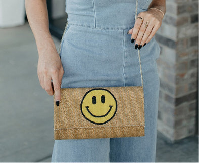 All Smiles Beaded Crossbody/Clutch GOLD