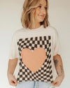 checkered heart tee