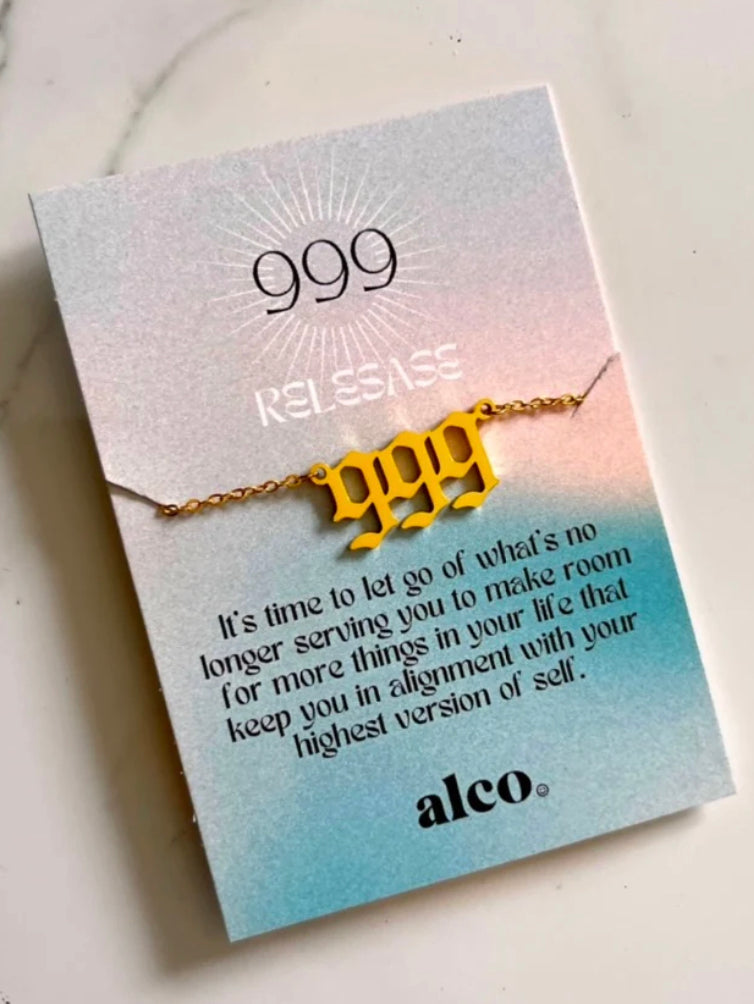 999 angel number necklace gold