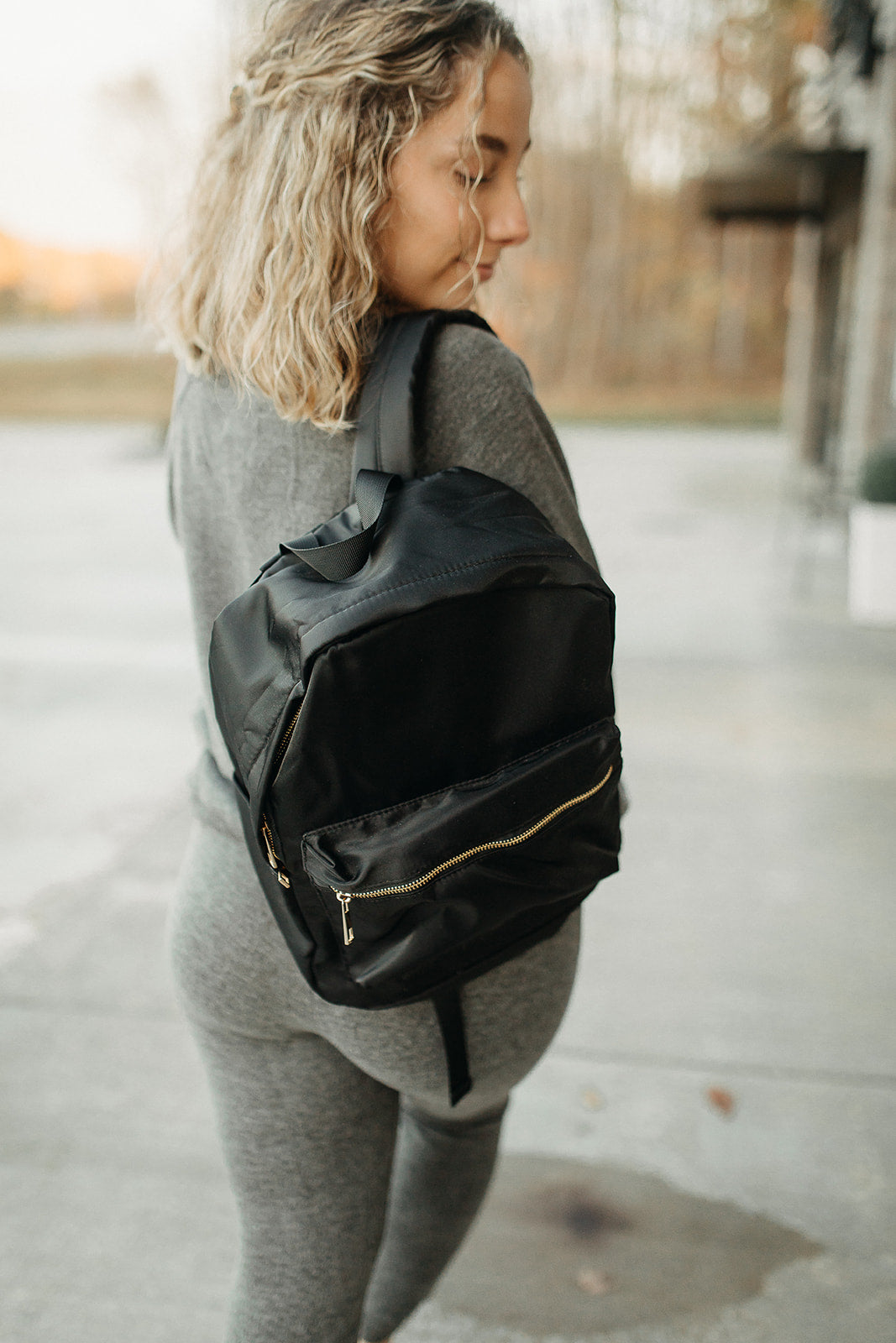 black nylon backpack