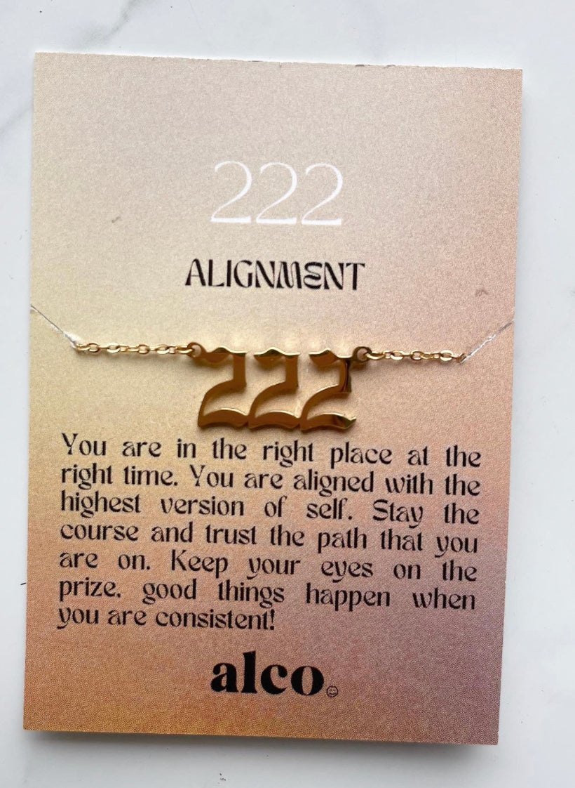 222 angel number necklace gold