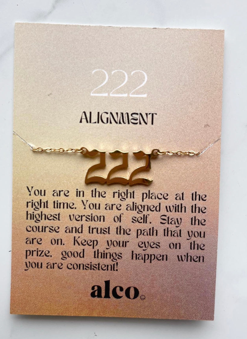 Gold 222 Angel Number Necklace | Kindness Creates Studio & Boutique