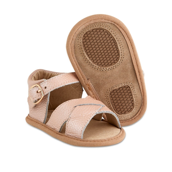 blush split-soled leather baby sandals