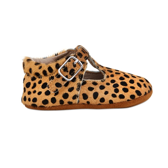 leopard soft-soled leather baby mary janes
