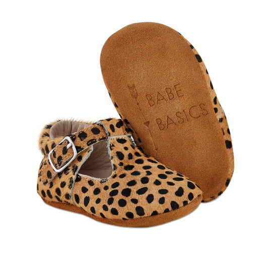 leopard soft-soled leather baby mary janes